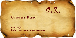 Orovan Kund névjegykártya